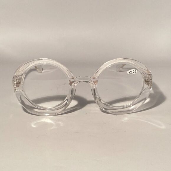 1061 Fern Oversized 2.25 Reading Glasses Readers Round Clear Frames NWT - Picture 3 of 9
